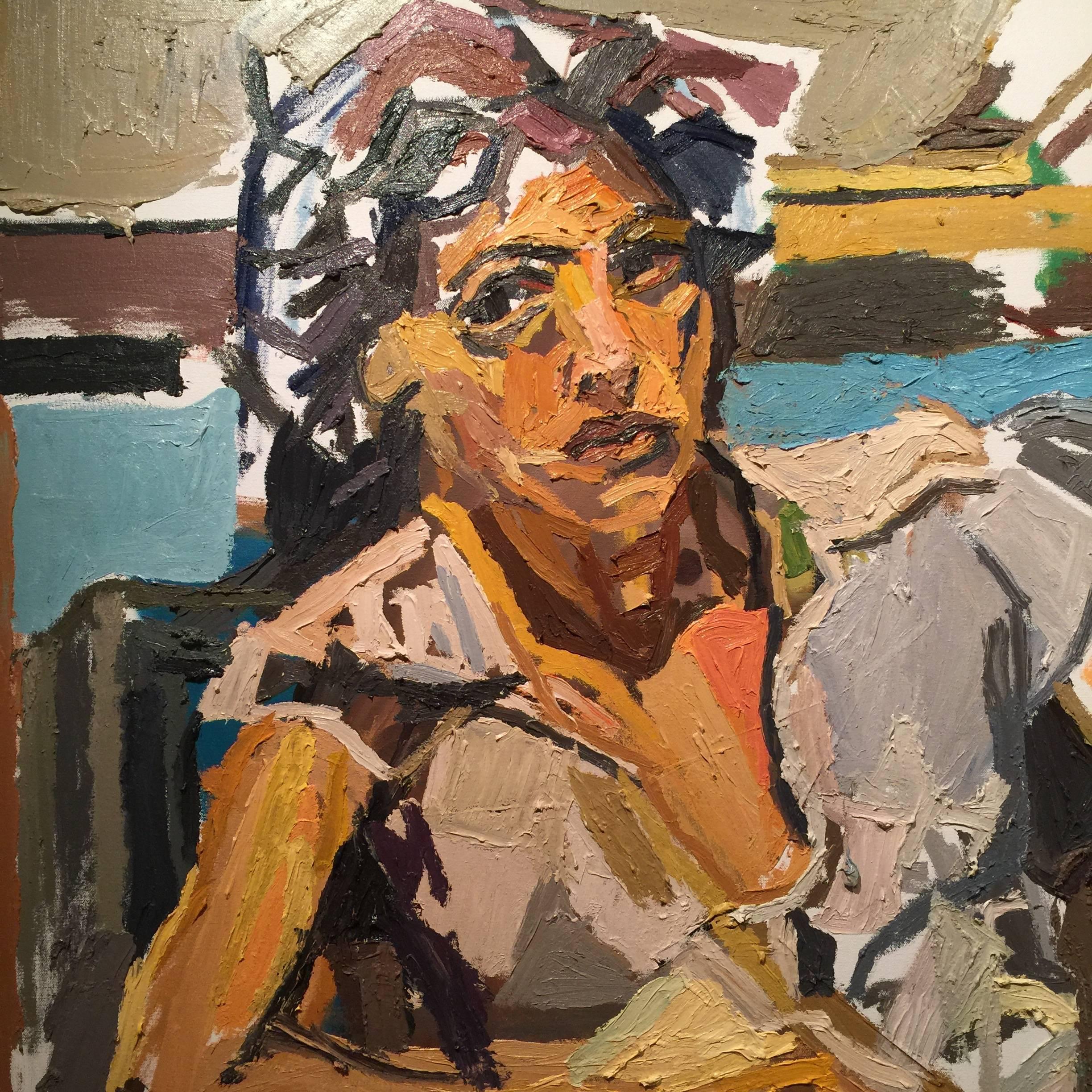 Canvas Portrait of Babs Oil Painting by New York City Artist Clintel Steed, 2011 For Sale