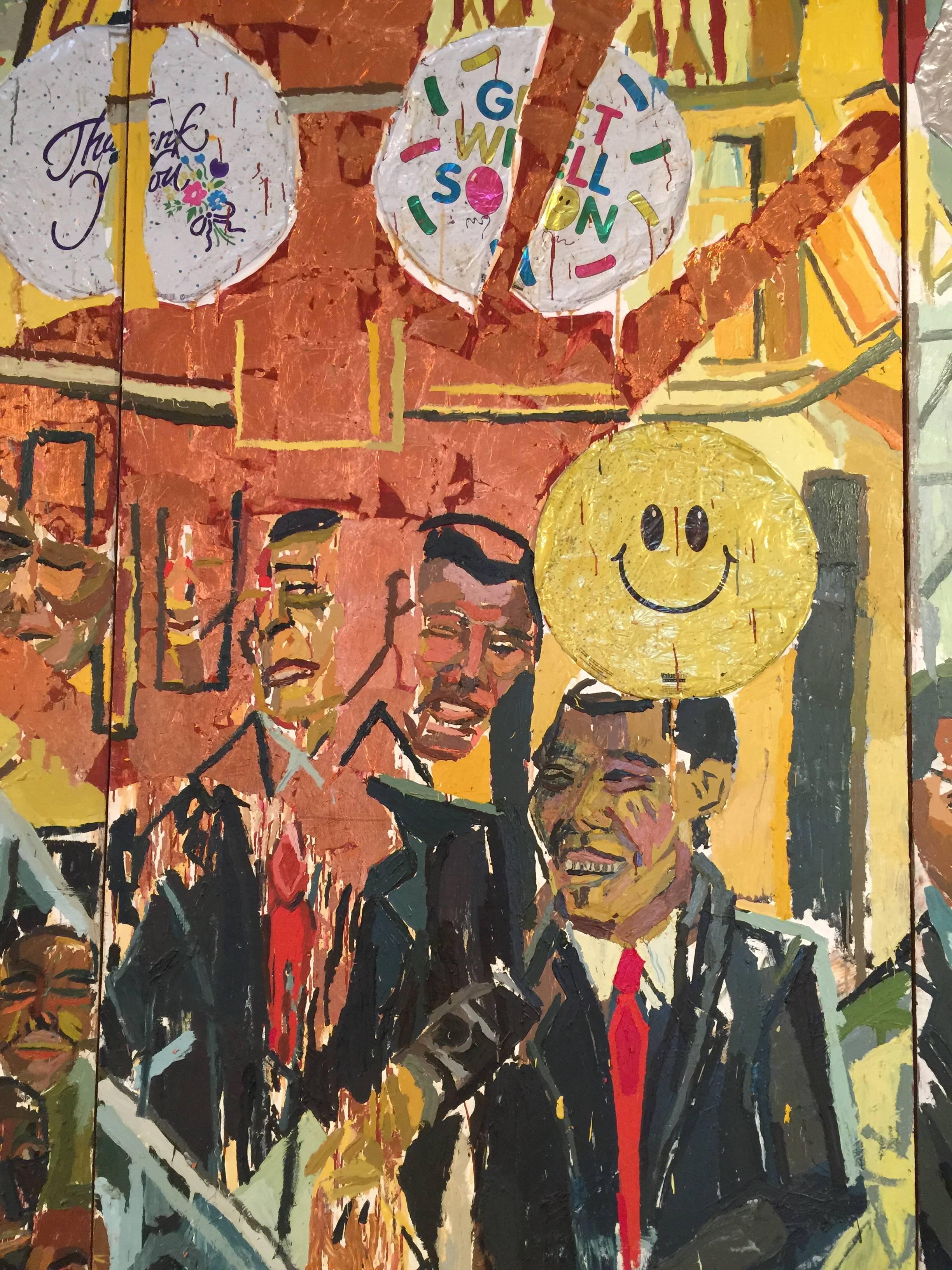 Contemporary Inauguration of President Barack Obama Triptych Painting by Clintel Steed, 2008 For Sale