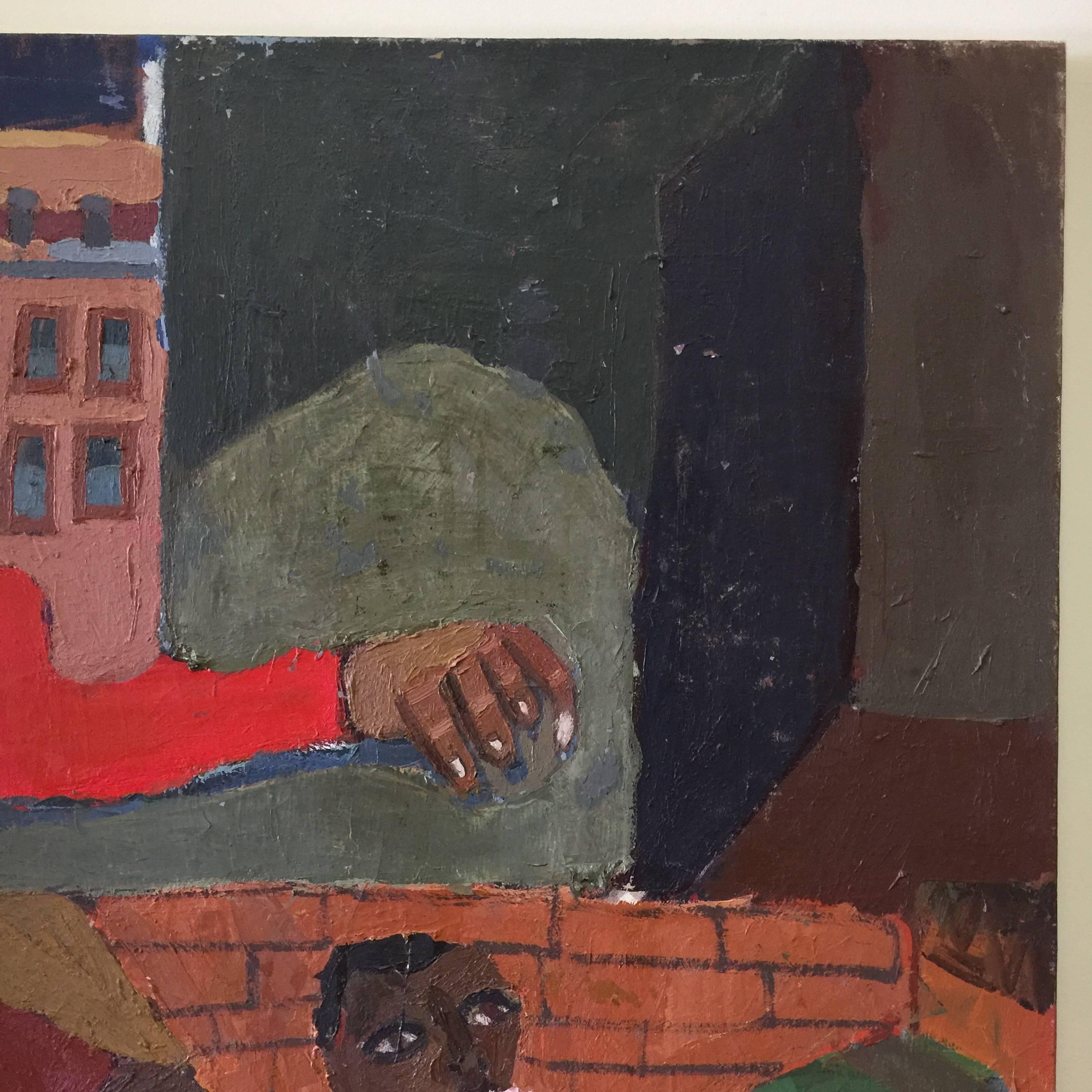 American Feeling Displaced in Harlem Painting by New York City Artist Clintel Steed, 2001 For Sale