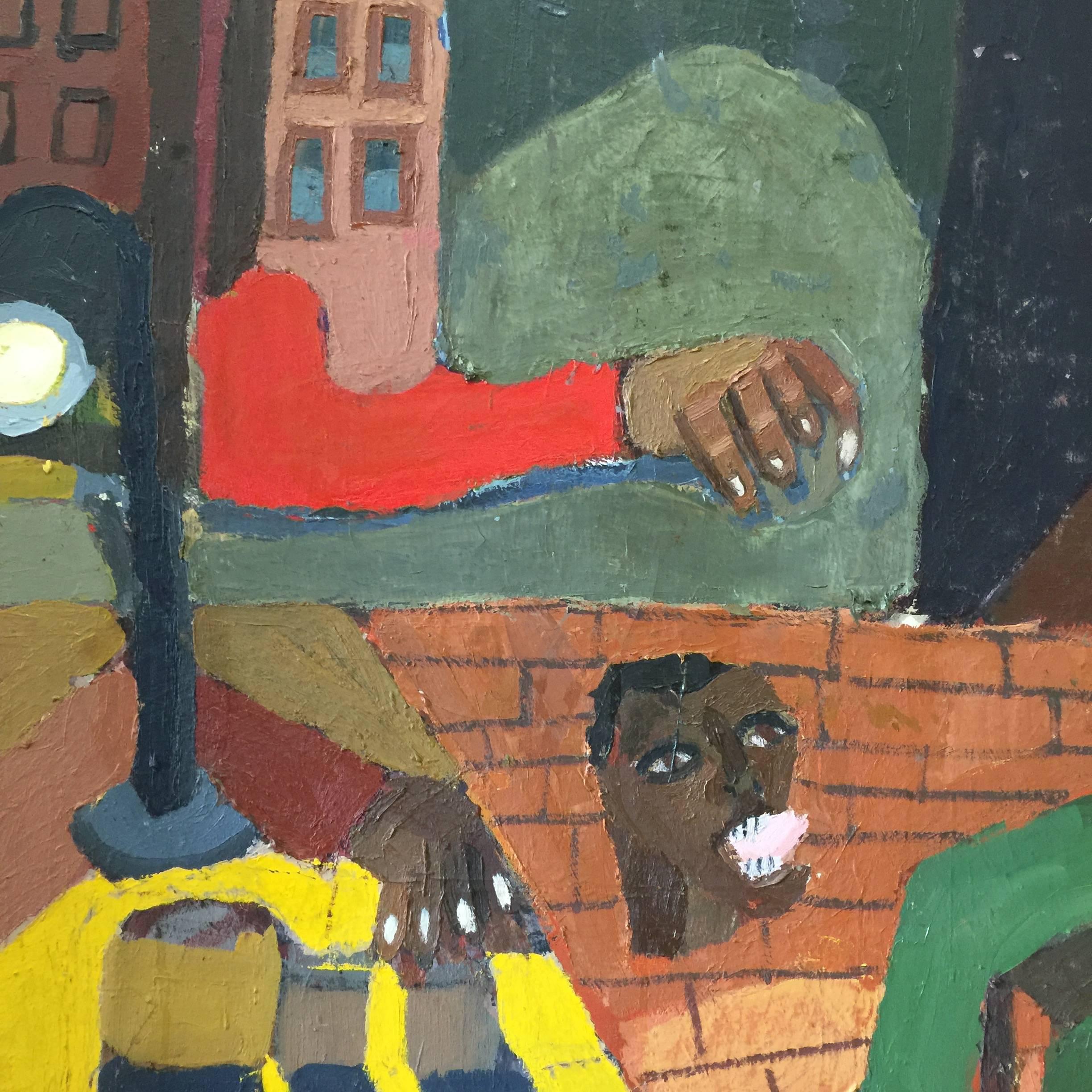 Painted Feeling Displaced in Harlem Painting by New York City Artist Clintel Steed, 2001 For Sale