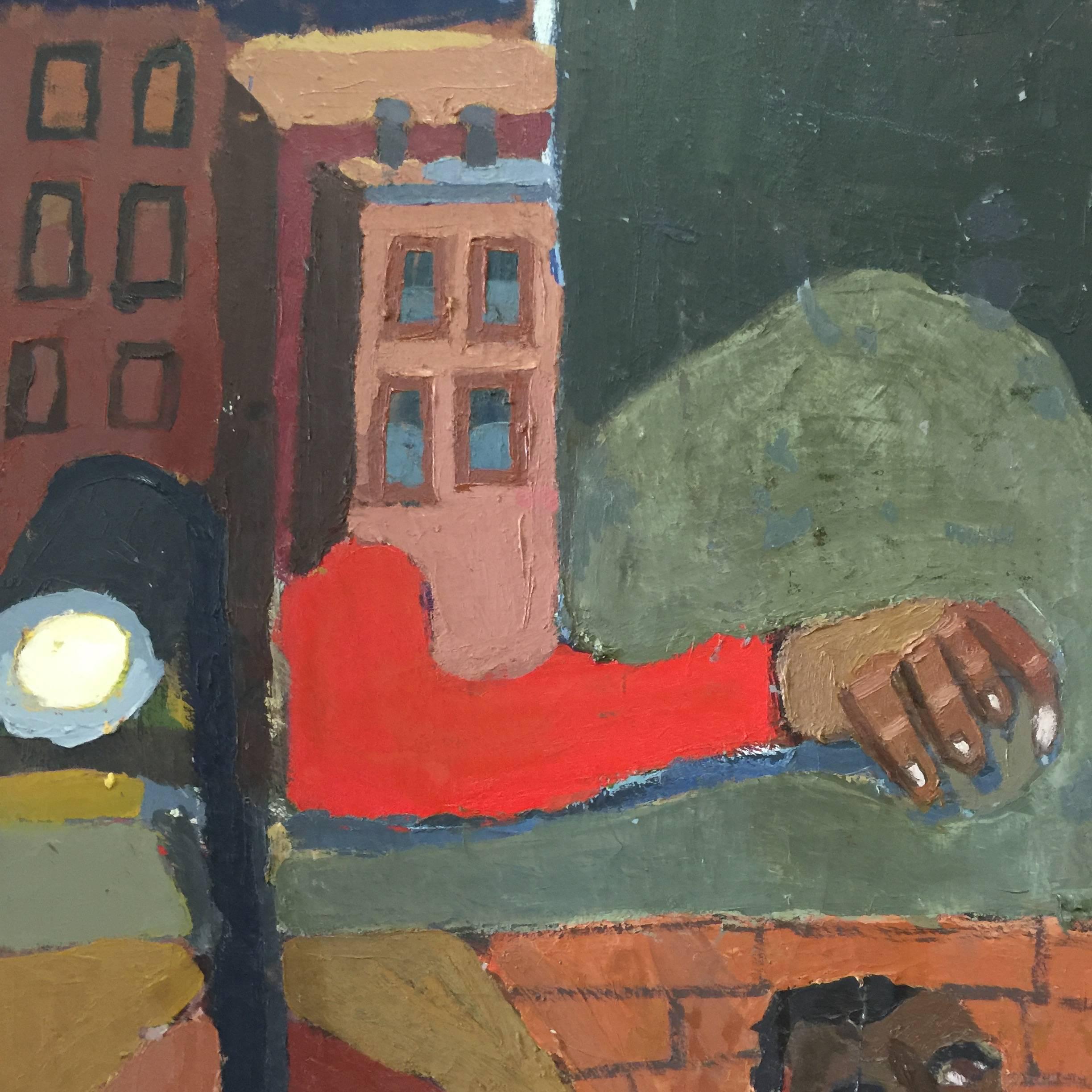 Feeling Displaced in Harlem Painting by New York City Artist Clintel Steed, 2001 For Sale 1