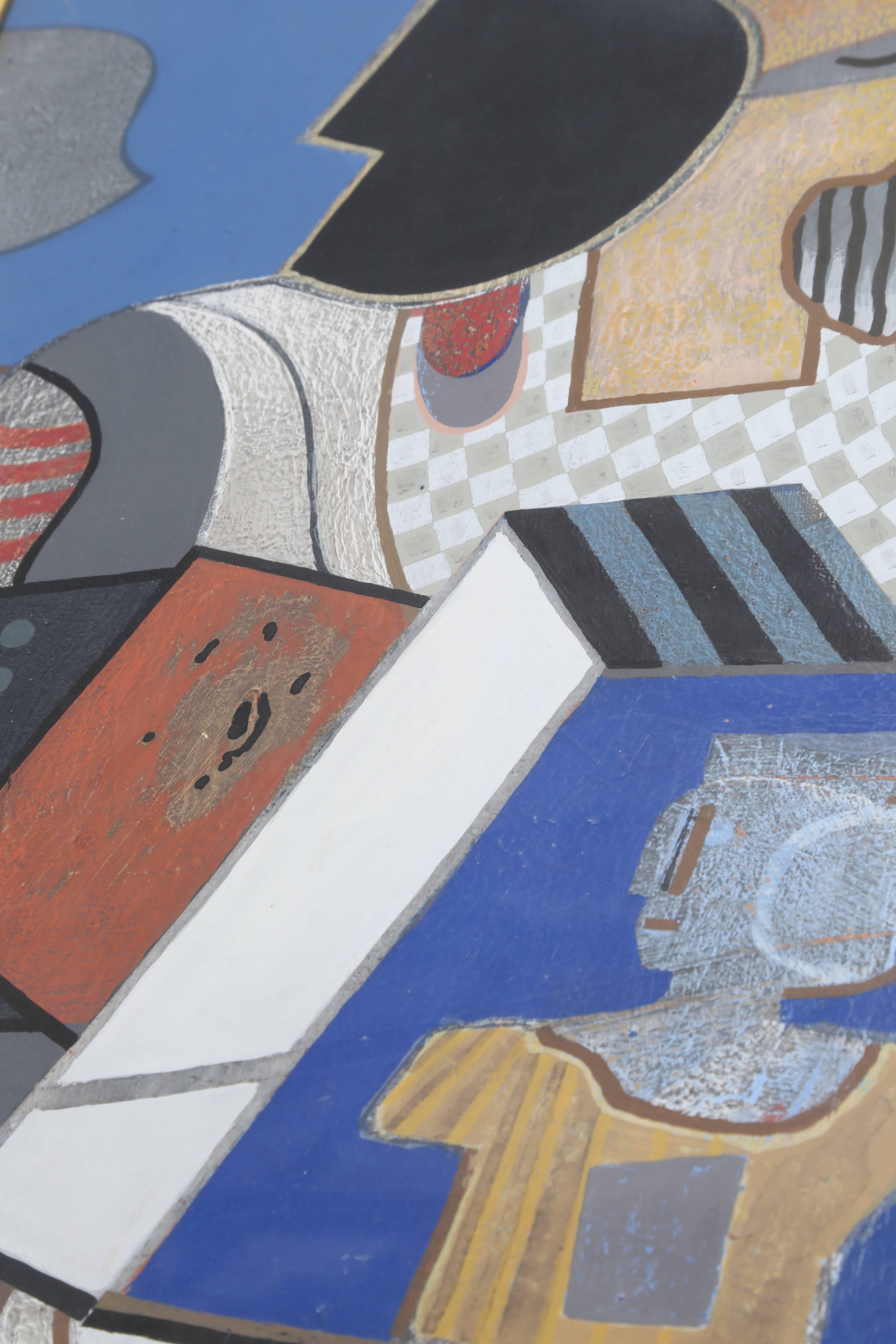 Buntes surrealistisches Gemälde von Gjelosh Gjokaj im Zustand „Hervorragend“ in Oisterwijk, NL