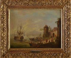 Robert Griffier - A Coastal Landscape with a Sailing Vessel, Oil on Canvas