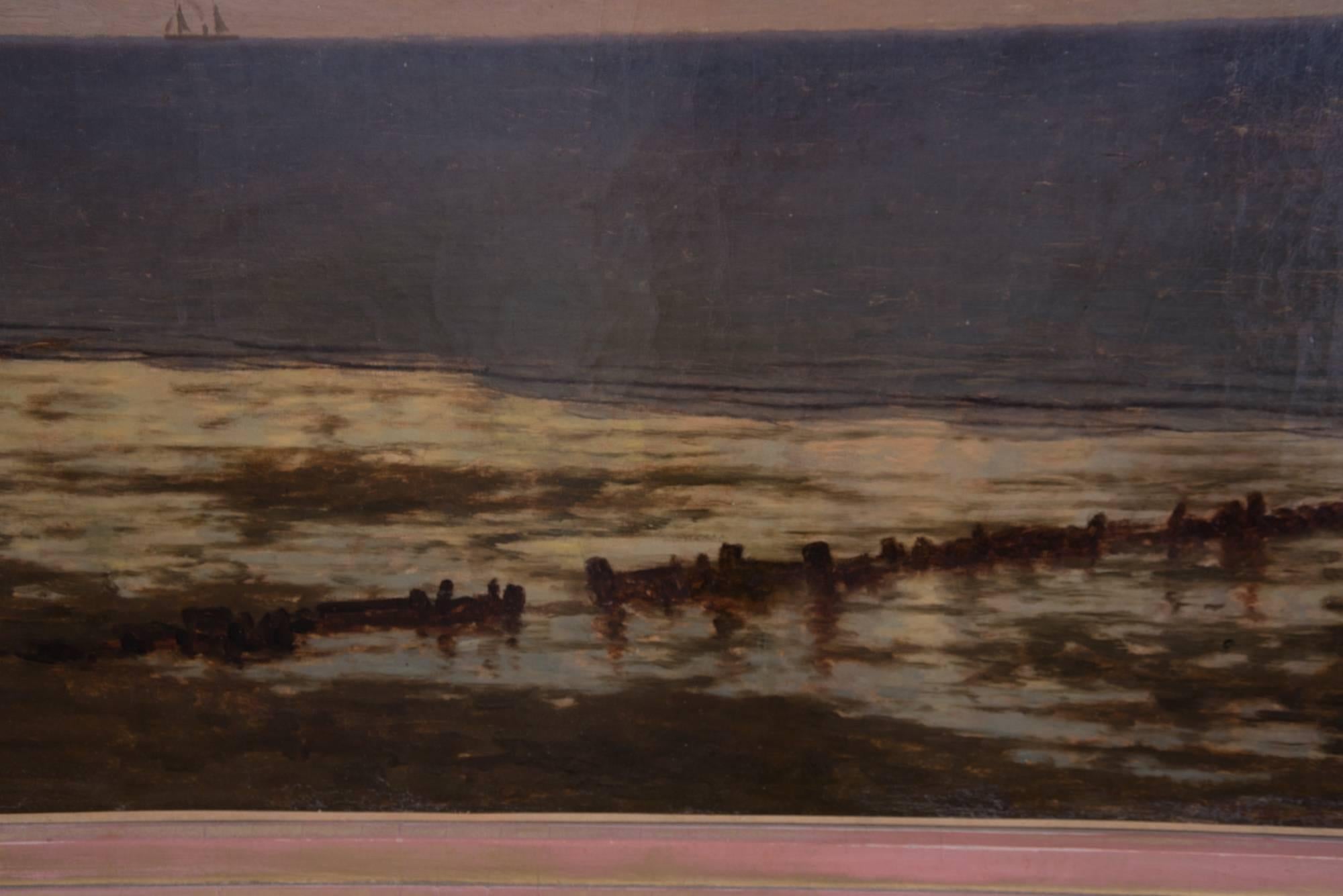 Other Large Anonymous Coastal Painting, Probably Ostend, circa 1905 For Sale