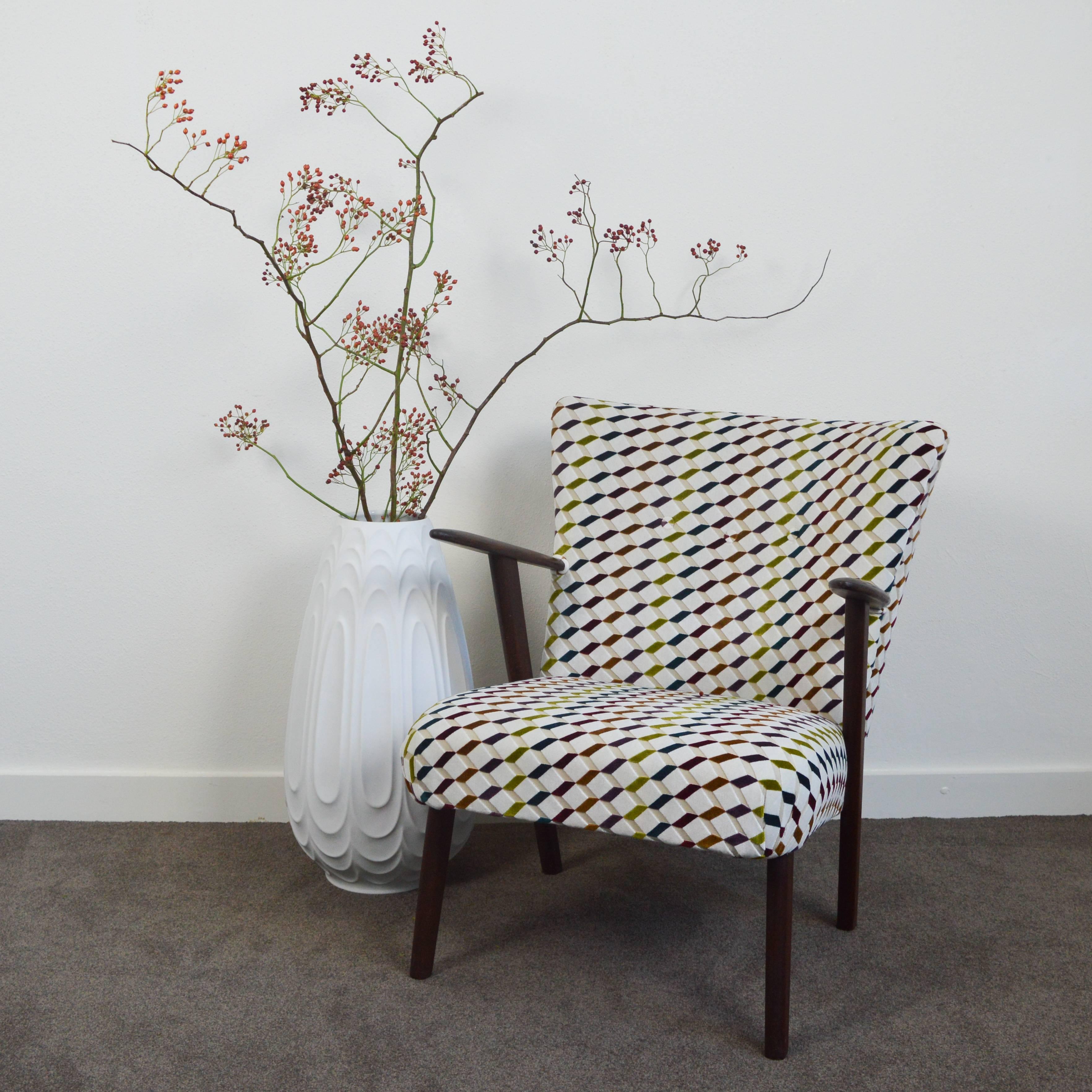 Fabric Vintage Re-Upholstered Club Chair, Denmark, 1960s For Sale