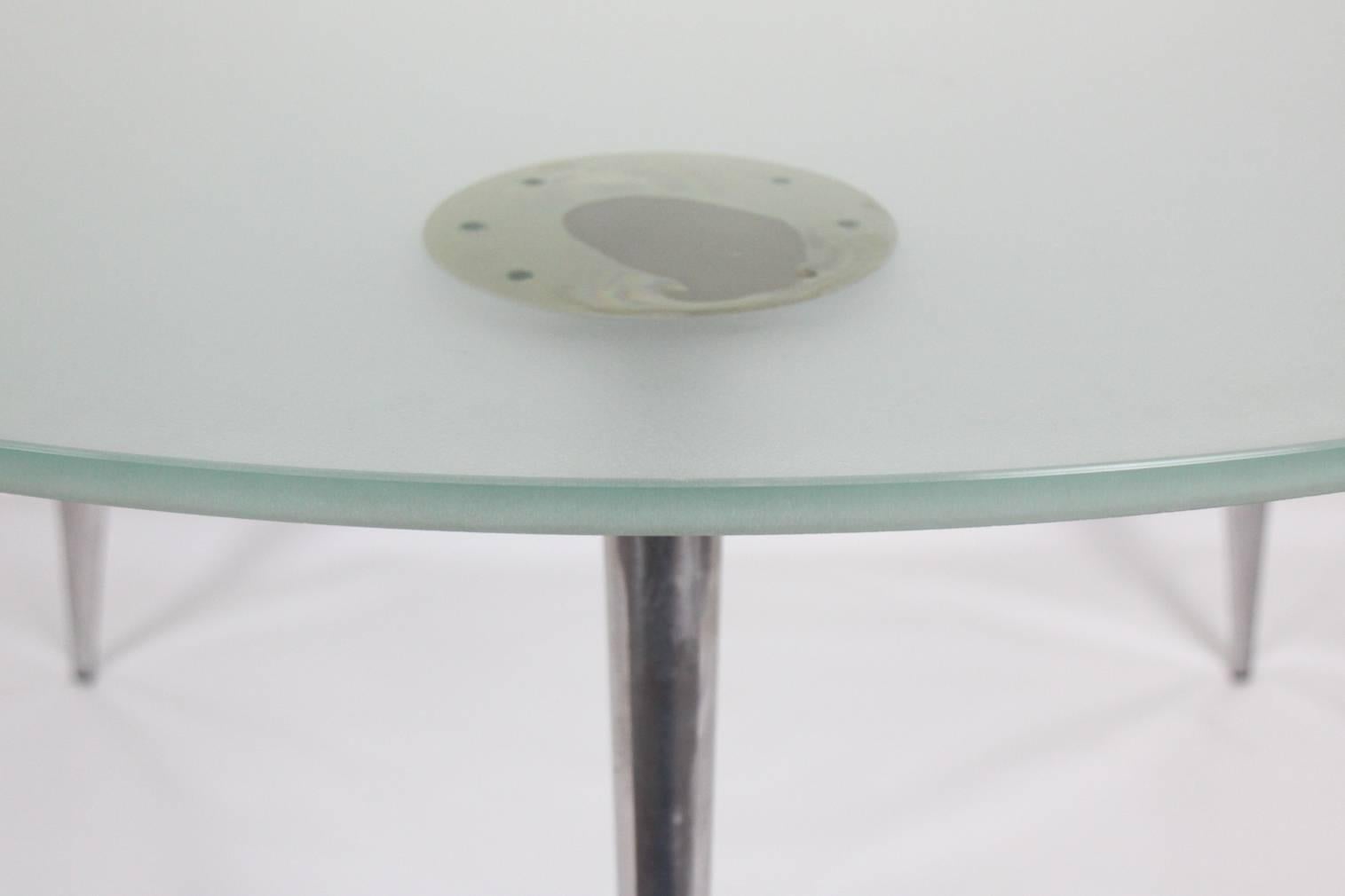 Italian Frosted Glass and Cast Aluminium Dining Table 'M Series' by Philippe Starck For Sale