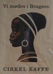 Original Vintage Danish 'Cirkel Kaffe' Coffee Poster by Aage Hansen, 1955