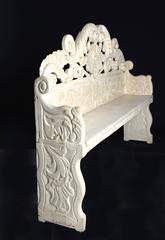 Nice Carved White Lacquered Frisian-Dutch Pine Hall Bench, 18th Century
