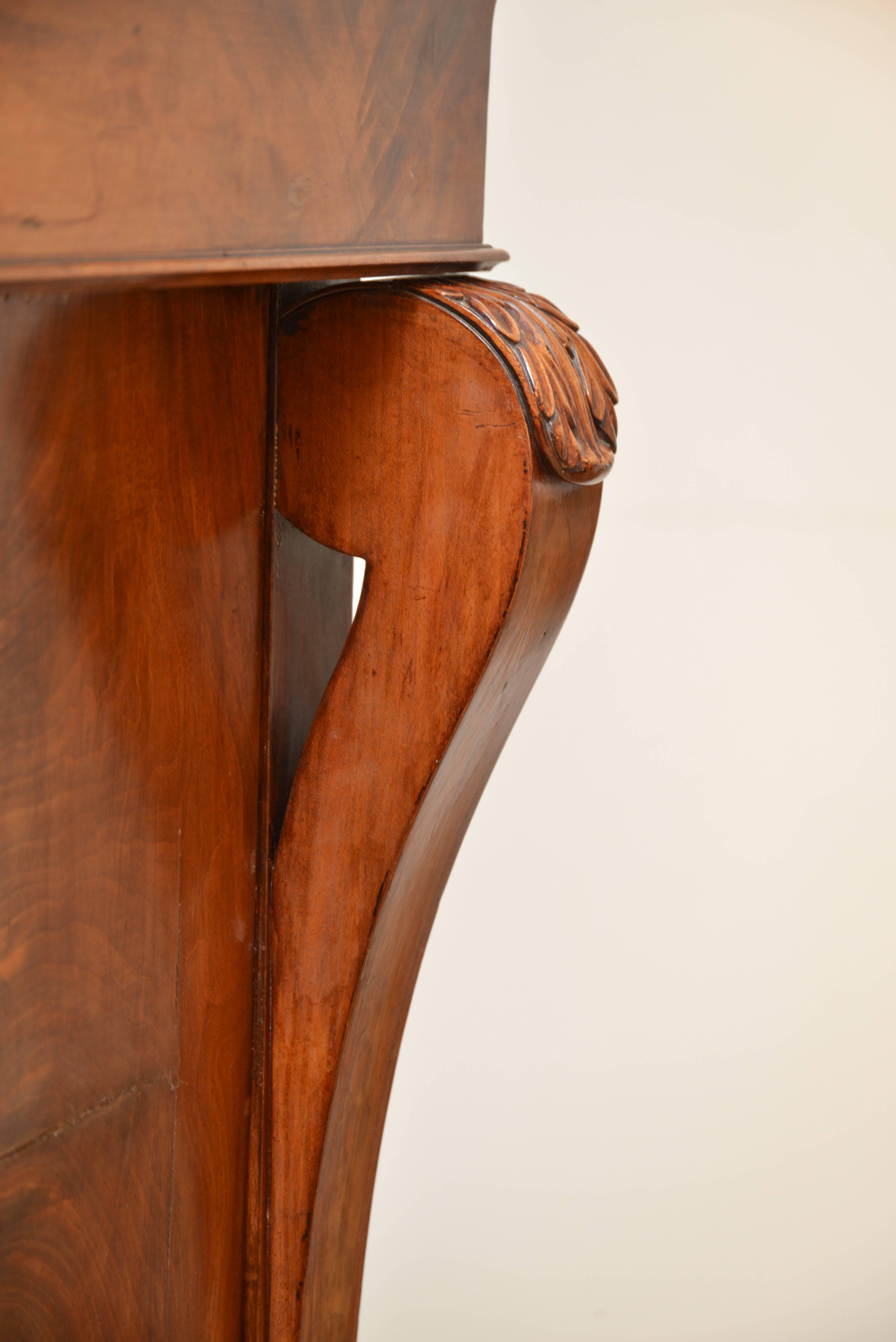 19th Century A Dutch Secretaire à Abattant with Fall-Front with Black Leather Inlay For Sale