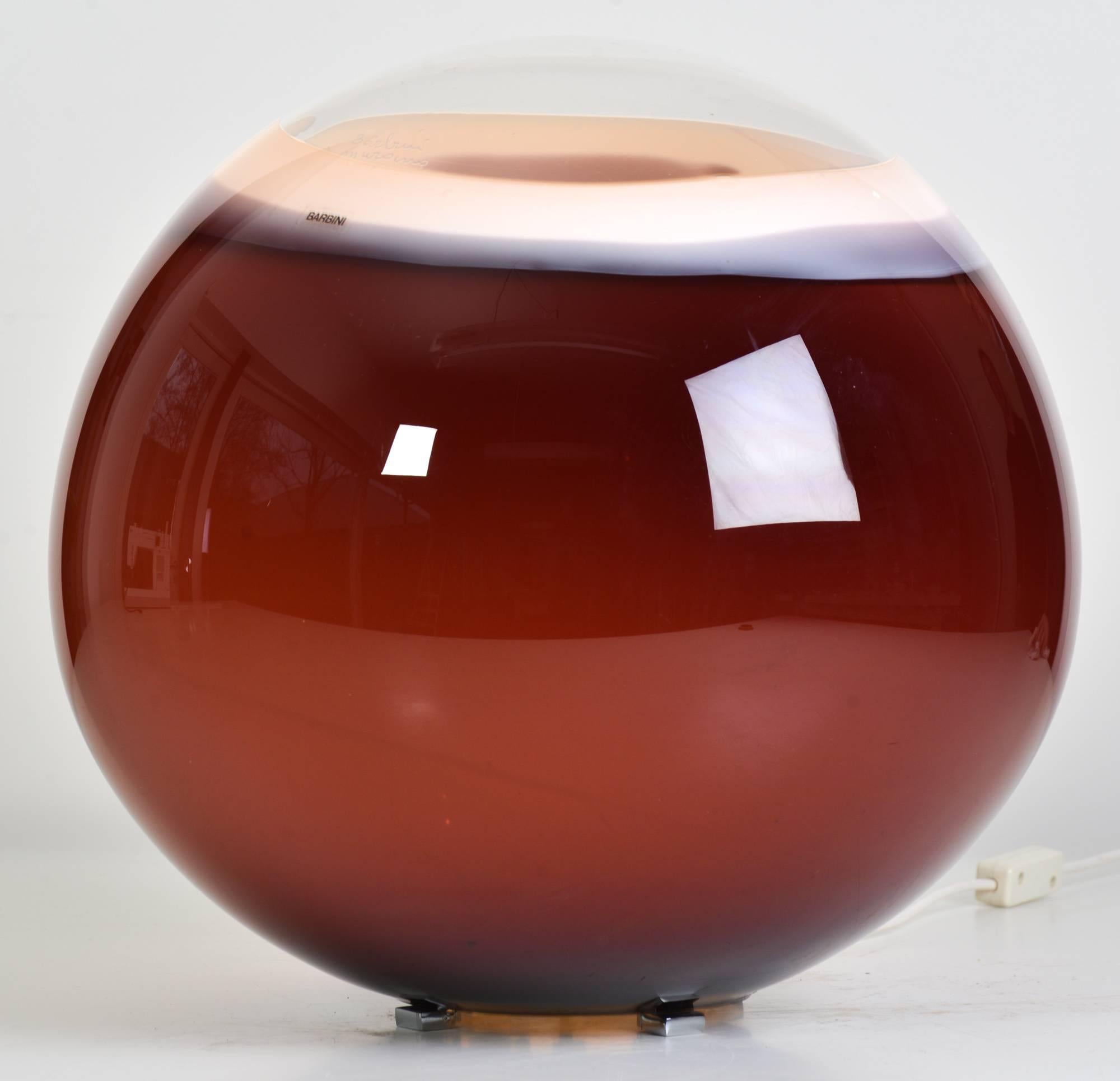 Barbini-Murano Glass Ball Lamp In Excellent Condition For Sale In Oisterwijk, NL