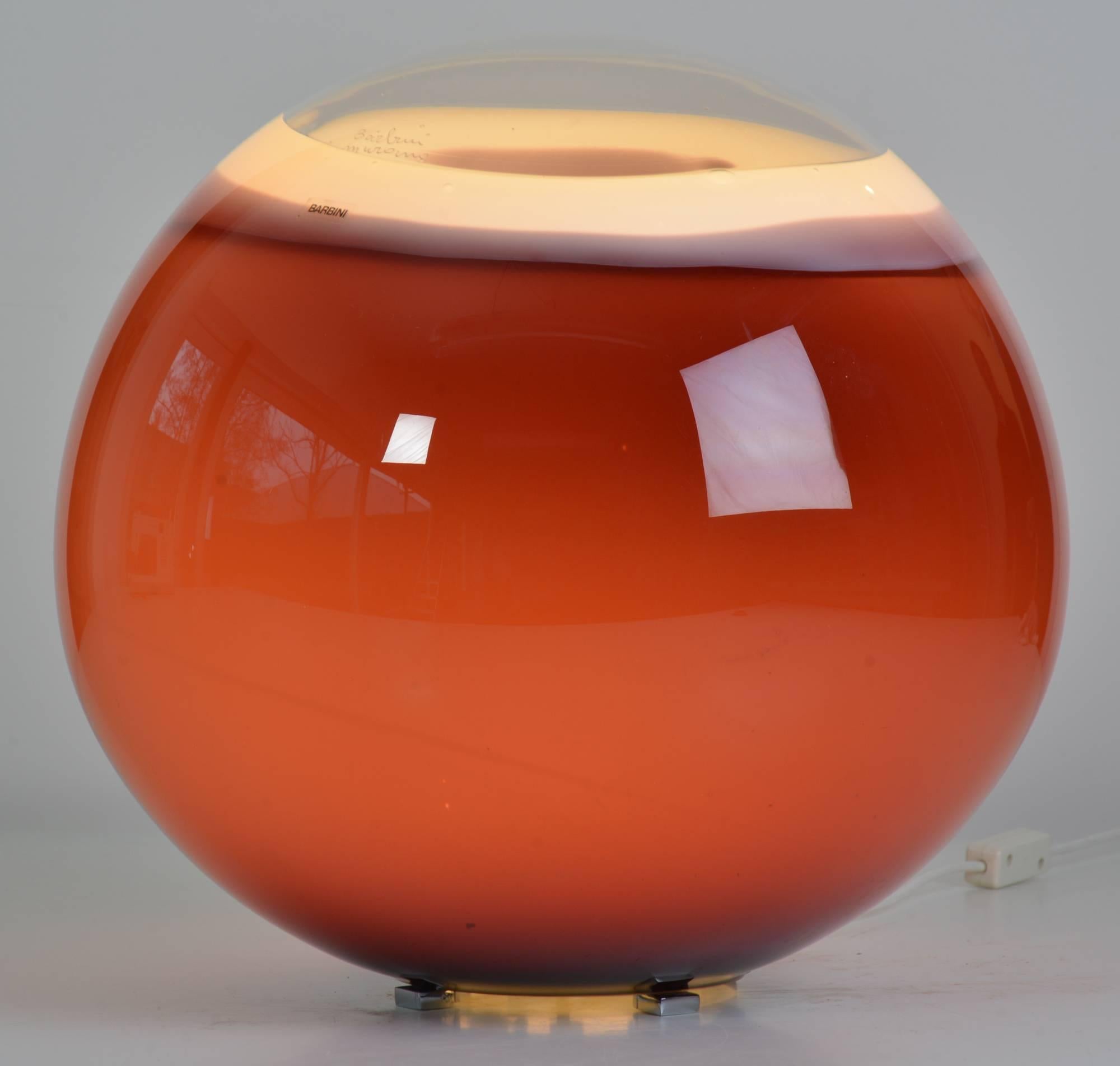 Italian Barbini-Murano Glass Ball Lamp For Sale