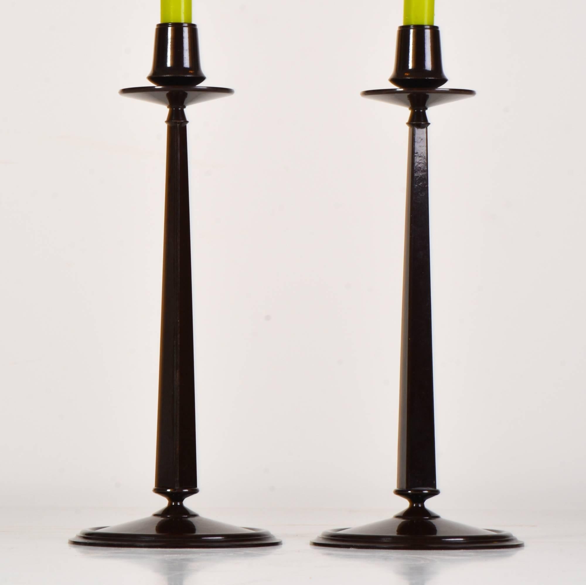 English Pair of Bakelite Candlesticks by Charles R. Mackintosh For Sale
