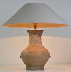 Unglazed Han Dynasty Vase Mounted as a Lamp
