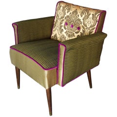 Midcentury Armchair in Forest Green and Gold