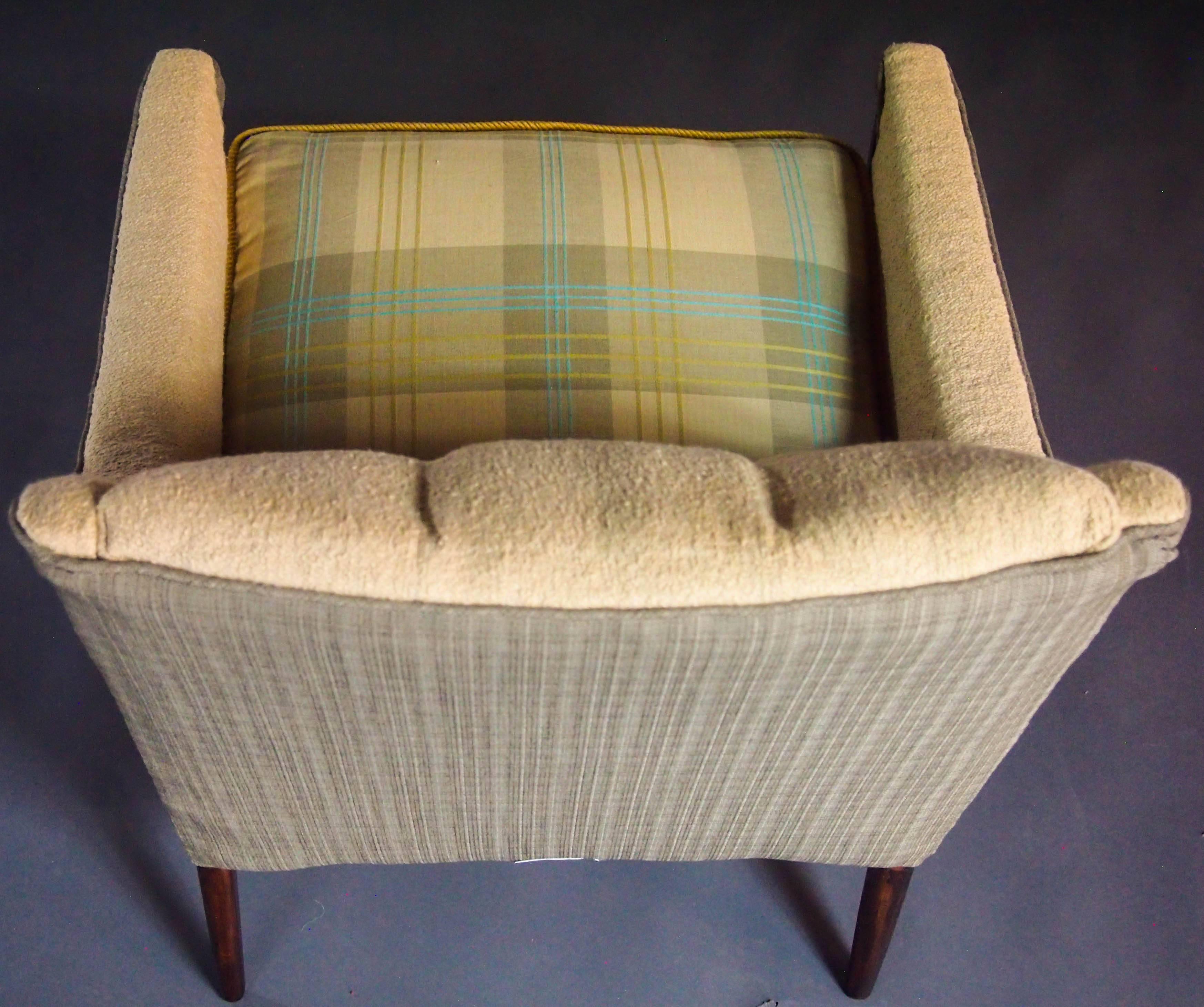 Thread Mid-Century Koehler Armchair in Ivory with Tan and Blue--in stock For Sale