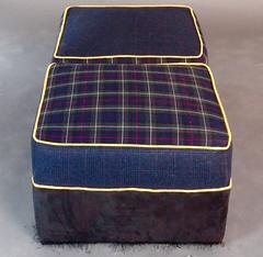 Large Upholstered Ottomans, Navy Plaid--in stock
