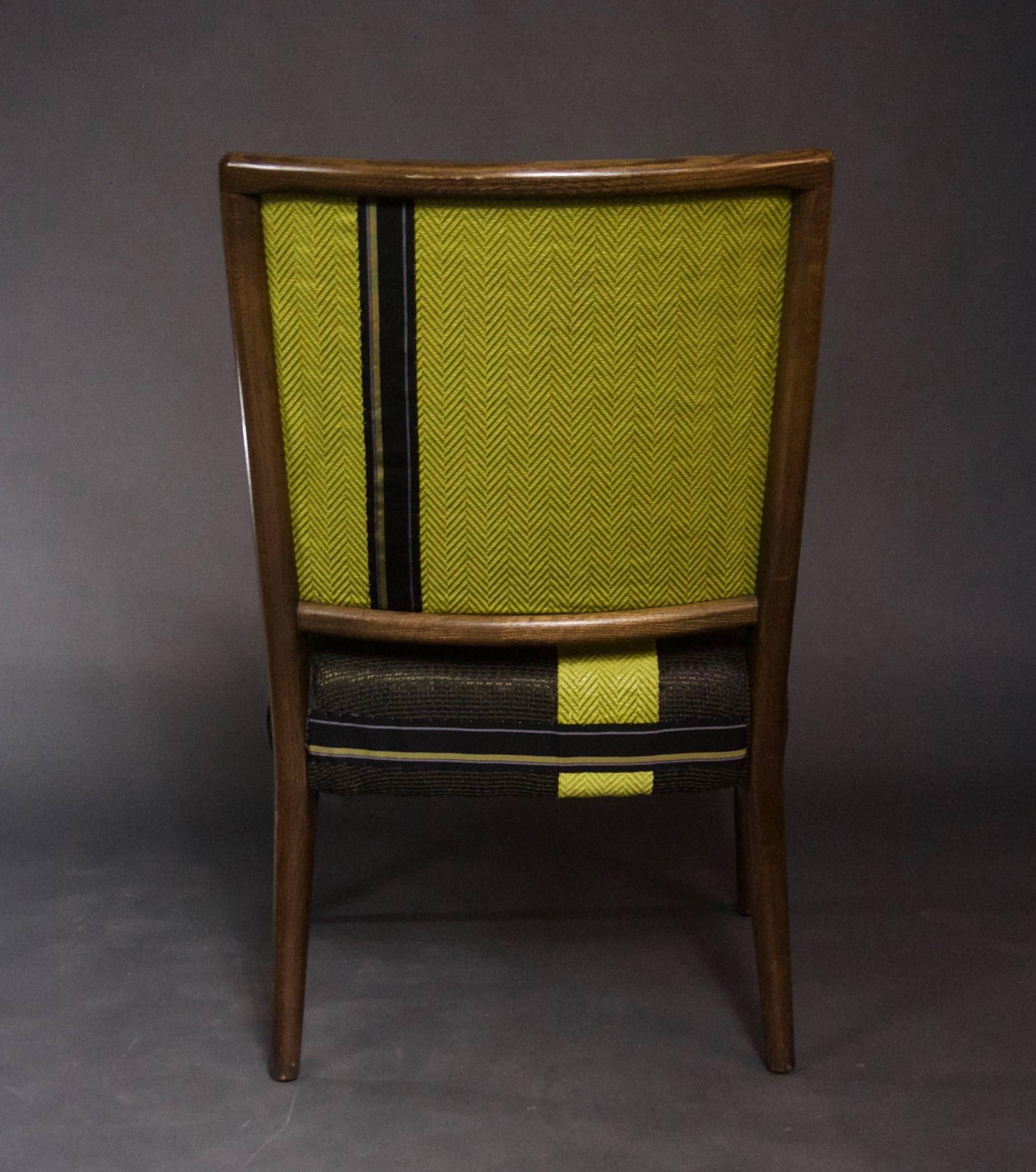 20th Century Wood Frame Armchair with Tailored Ribbon Pattern--in stock For Sale