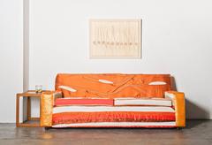 Mid Century Sofa with Handmade Textiles and Vintage Obi