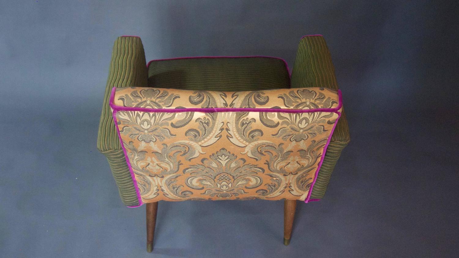 Mid Century Armchair in Forest Green and Gold For Sale at 1stdibs