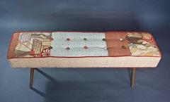 Mid Century Inspired Bench with Vintage Obi