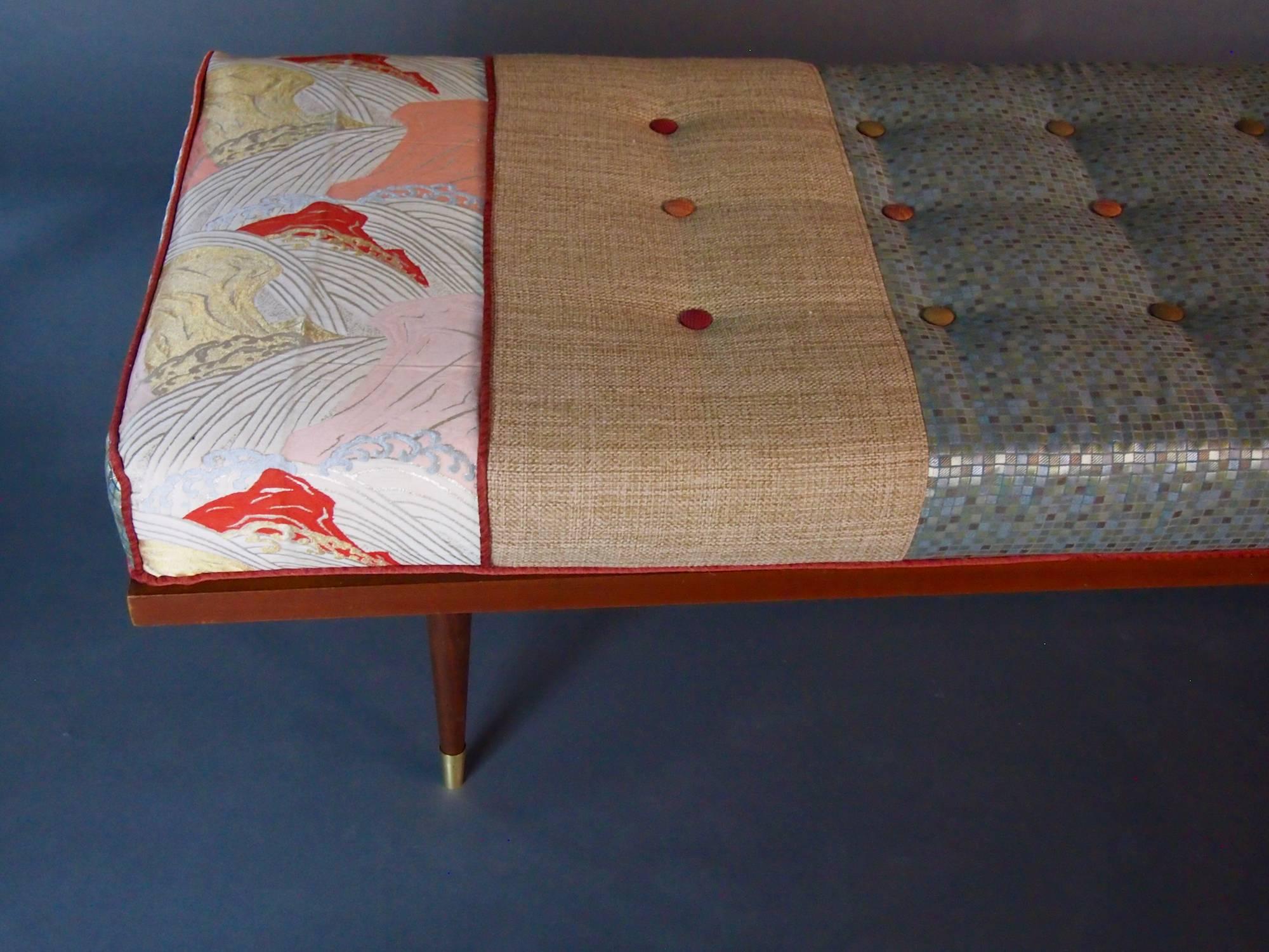 American Mid Century Inspired Daybed with Vintage Obi For Sale