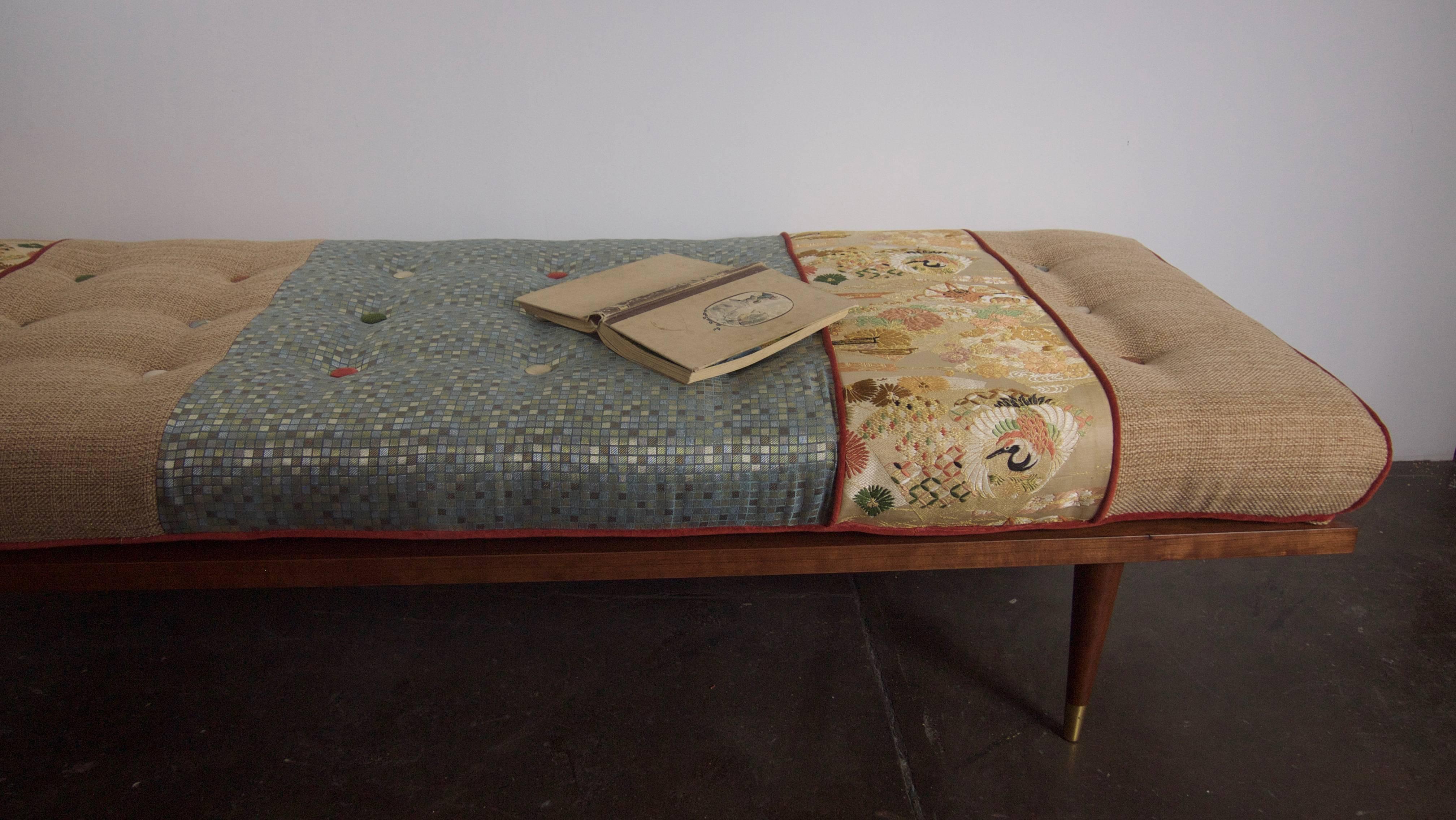 Contemporary Mid Century Inspired Daybed with Vintage Obi For Sale