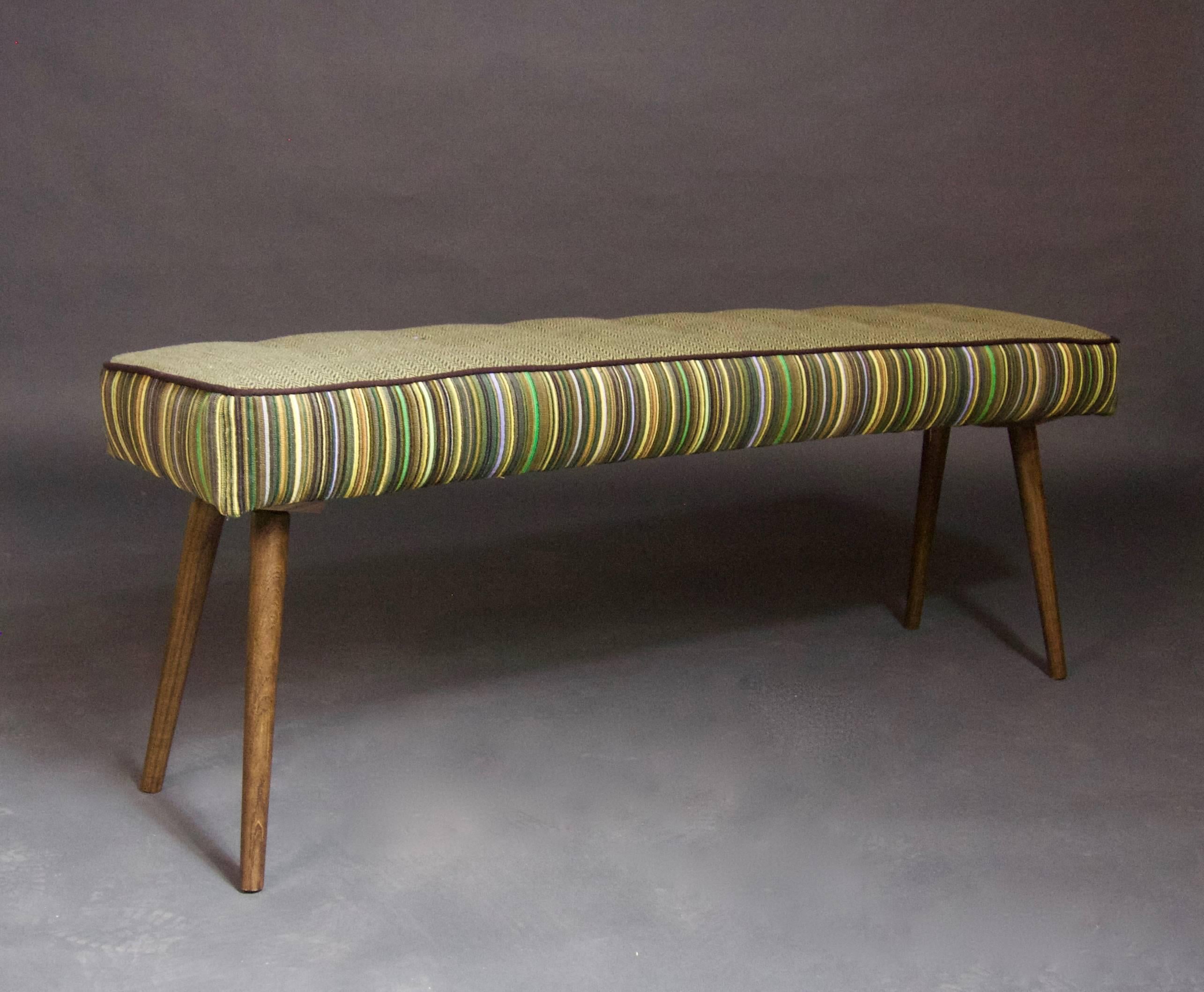 Modern Studio Series Bench Colorful Pinstripes with Herringbone Seat For Sale