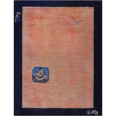 Antiker chinesischer Teppich mit Ozeanmotiv aus dem frühen 20. Jahrhundert