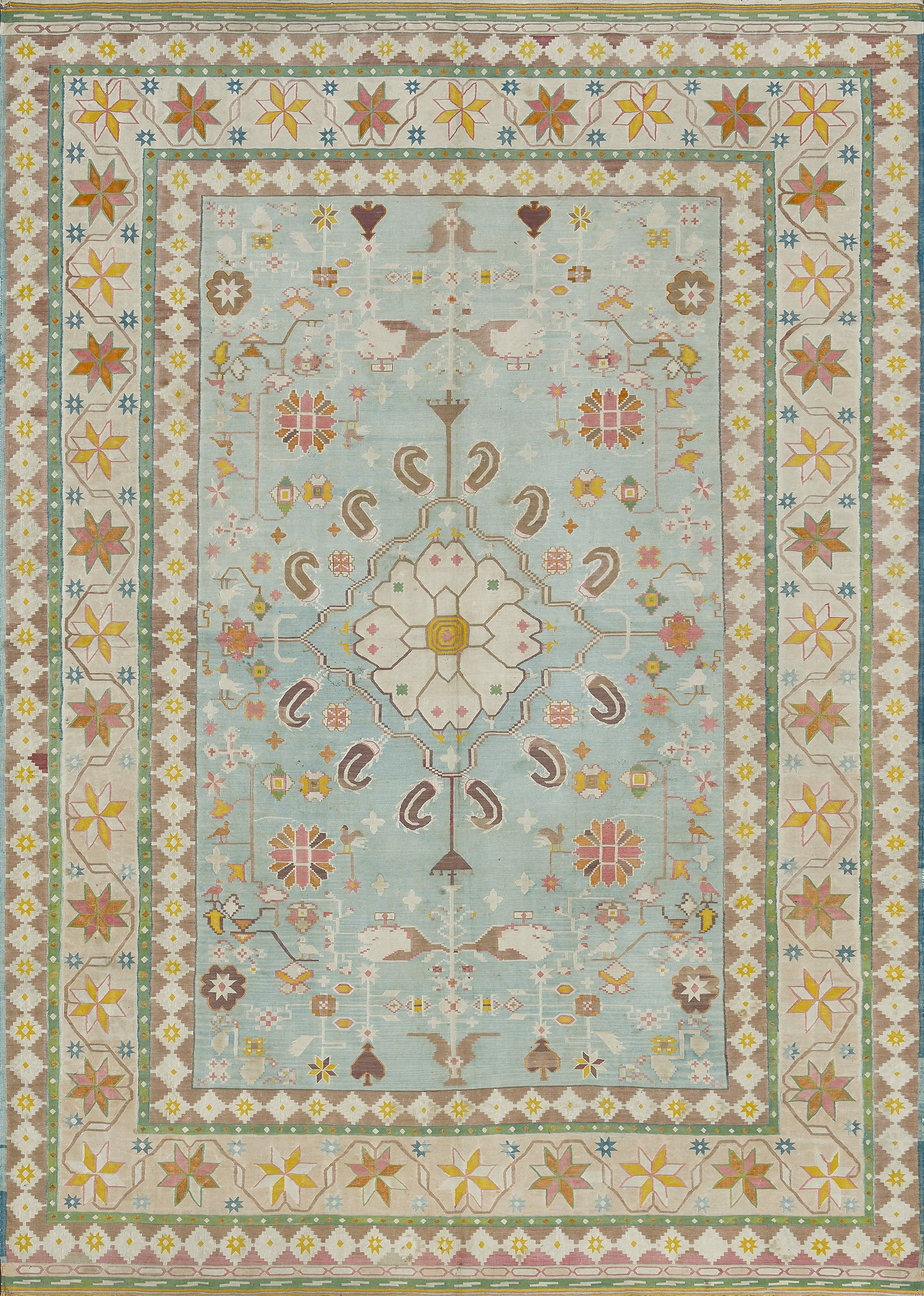 Handwoven Mid-20th Century India Dhurrie Rug