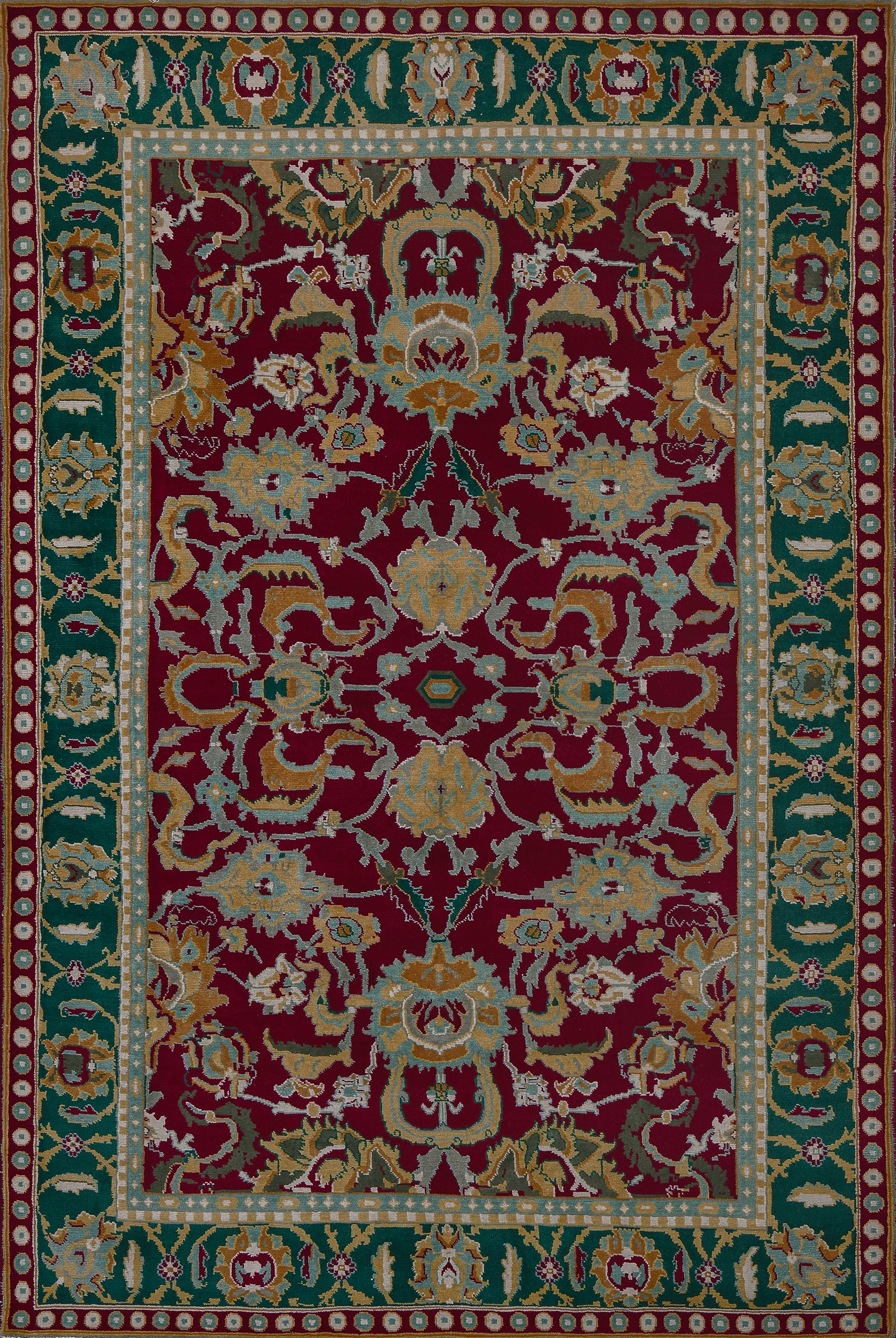 New 100% Wool Handwoven Agra-inspired Rug