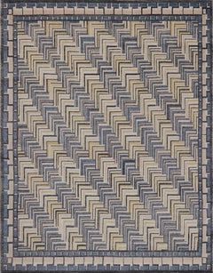 ContemporaryHand-woven Swedish Deco Style Wool Rug