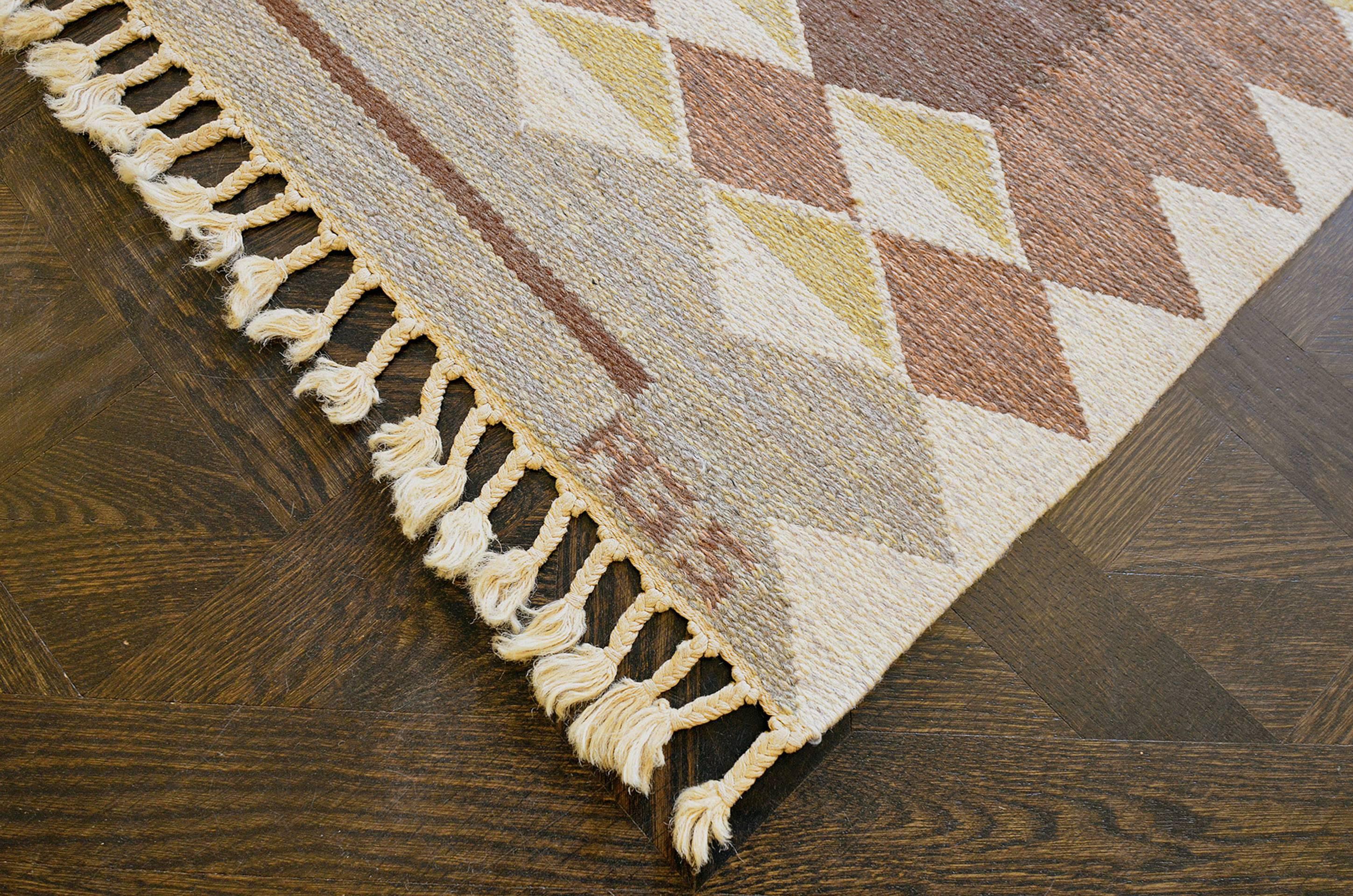 Hand-Woven Mid-20th Century Swedish Rug Signed by Anna Greta Sjoquisten For Sale