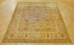 Early 20th Century Handwoven Indian Agra Rug, Chartreuse Field, 272 cm