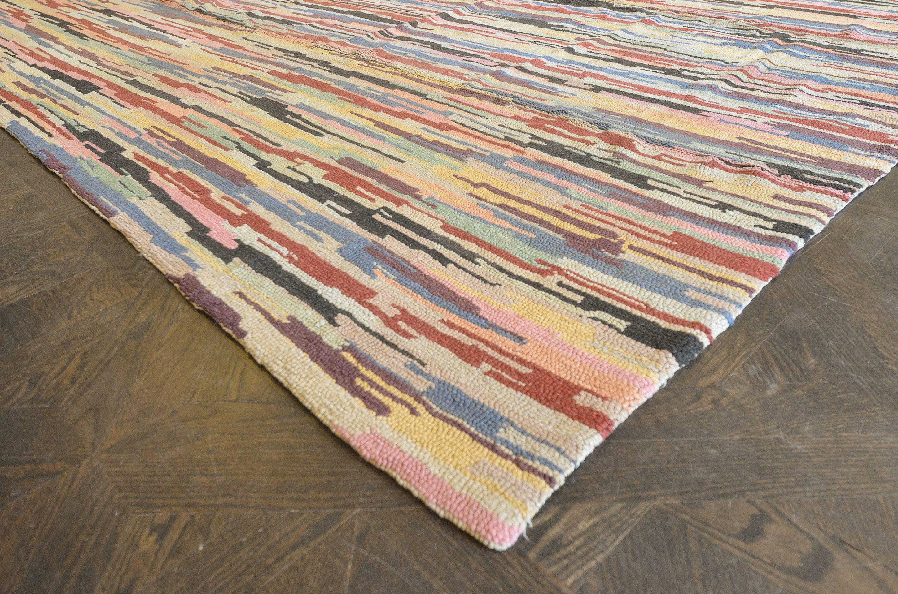 Hand-Woven Mid-20th Century Hooked Rug from North America For Sale