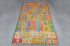Vintage Moroccan Rug, Hand-Knotted Wool, Floral Design, Circa 1970