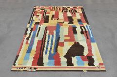 Vintage Hand-Knotted Moroccan Wool Rug with Abstract Color Blocks