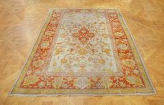 Hand-Woven Antique Late 19th Century Wool Turkish Oushak Rug