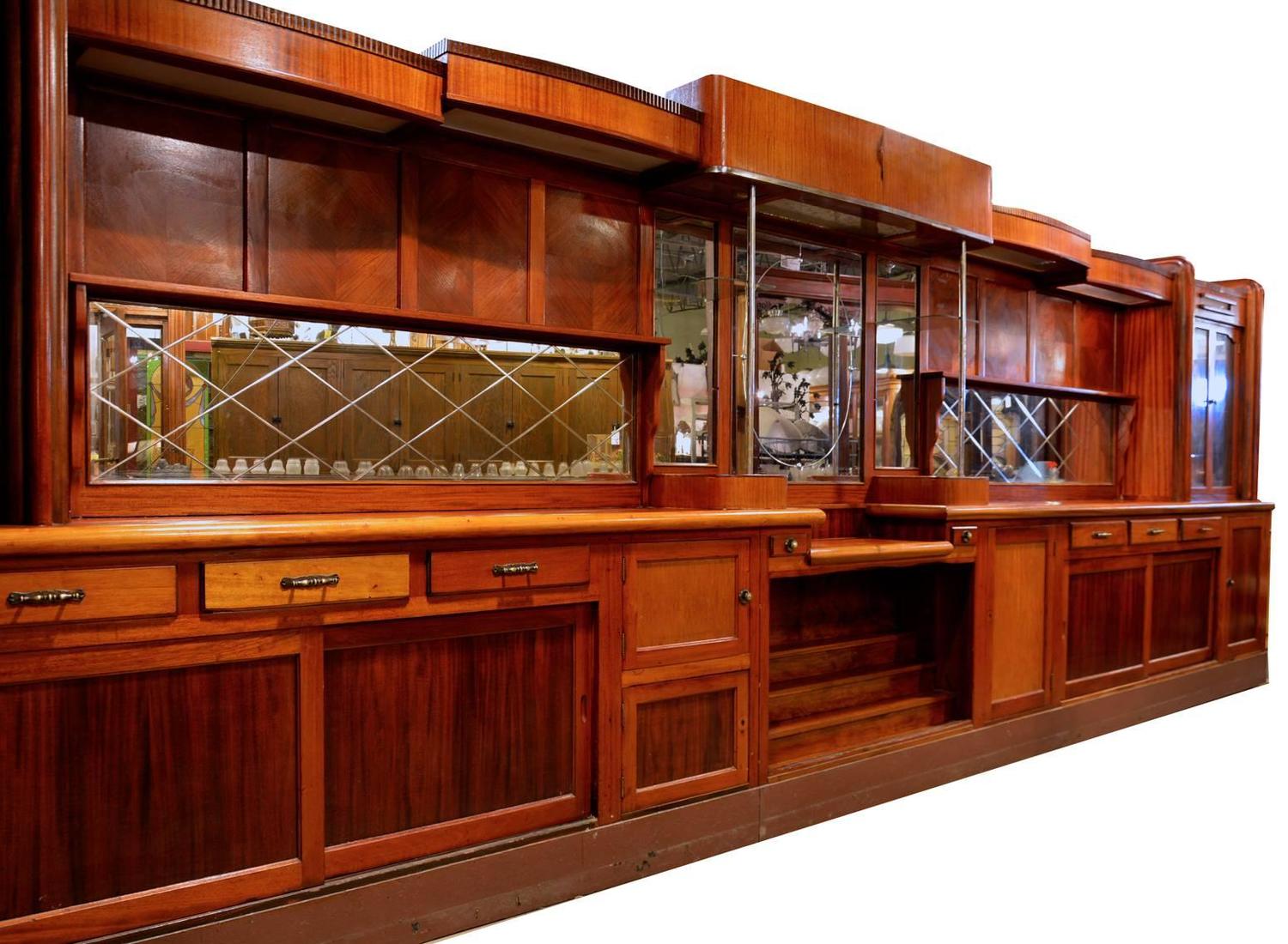 Original 1920s Mahogany Art Deco Front and Back Bar at 1stdibs