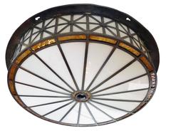 Antique Leaded Stained Glass Flush Mount Fixture from the Milwaukee Auditorium