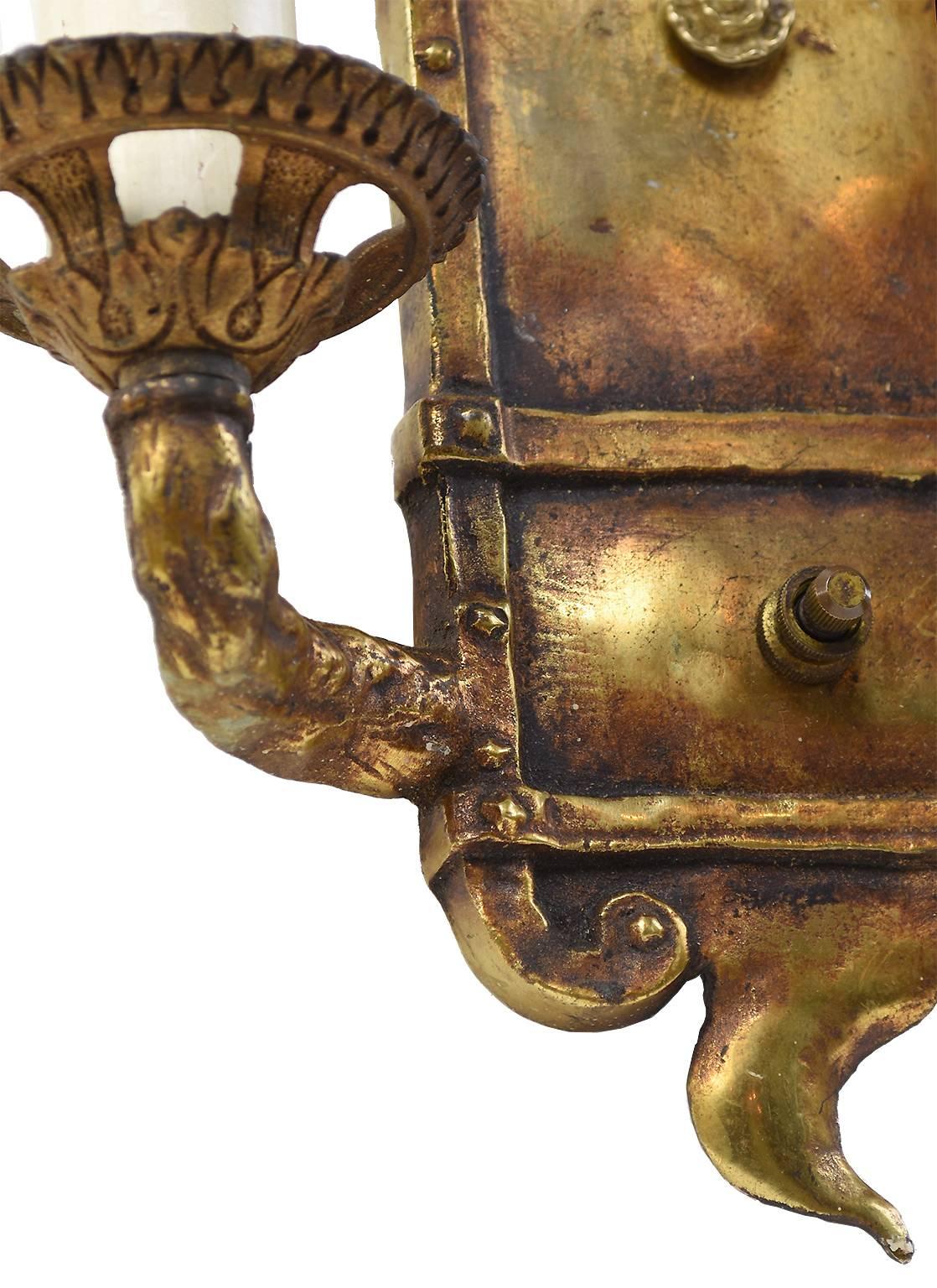 Arts and Crafts Cast Brass Arts & Crafts Sconce