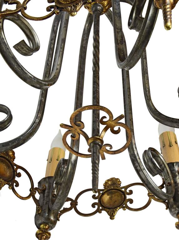 Six Candle Tudor Emblem Chandelier Circa 1925 At 1stdibs This Nickel Plated Brass Chandelier Has Six Arms That Scroll Down From A Decorative Acanthus
