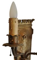 Hammered Bronze Two-Candle Tudor Sconce