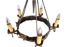 Cast Iron Five Candle Tudor Chandelier