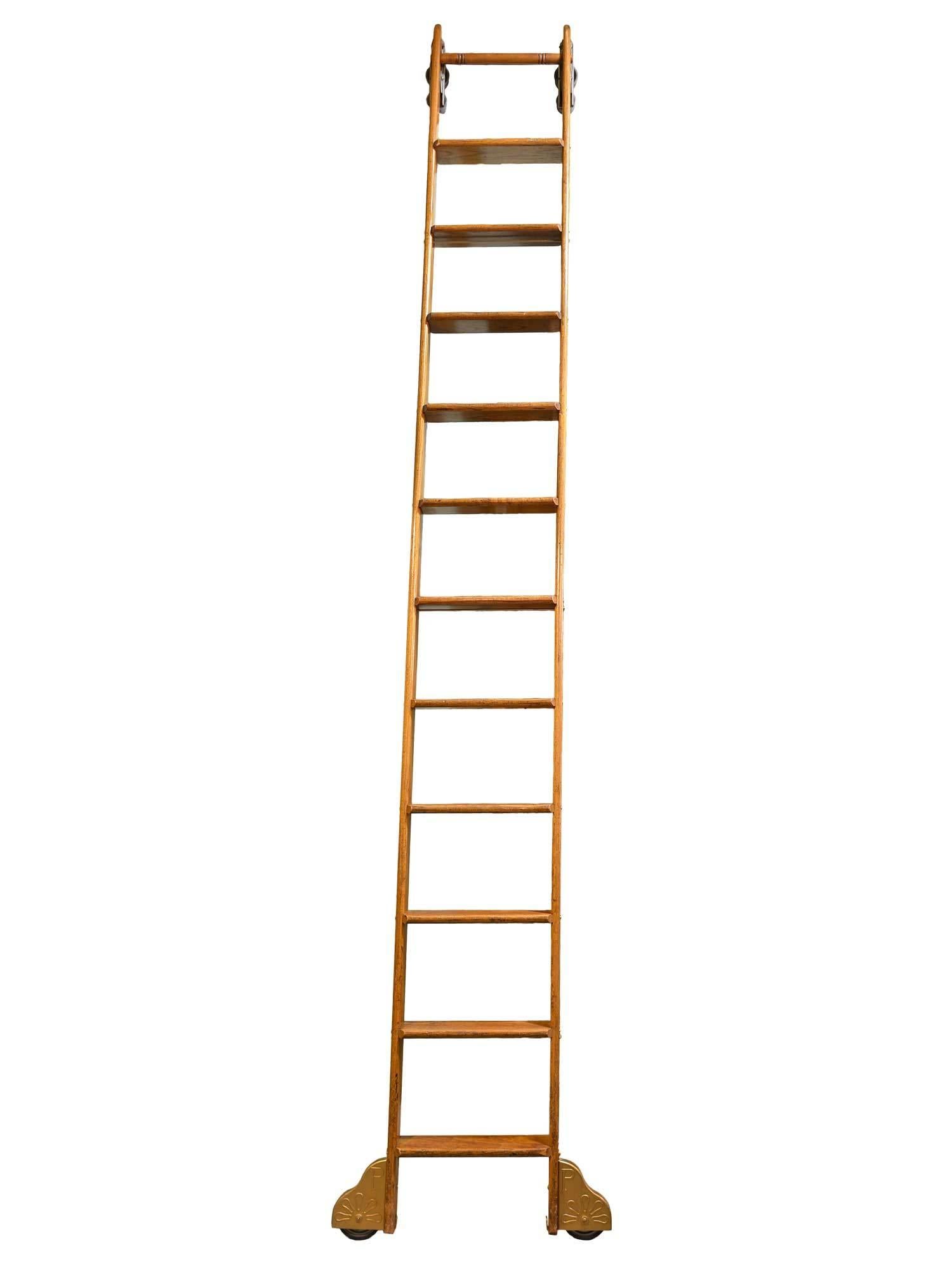 American Putnam Oak Rolling Library Ladder