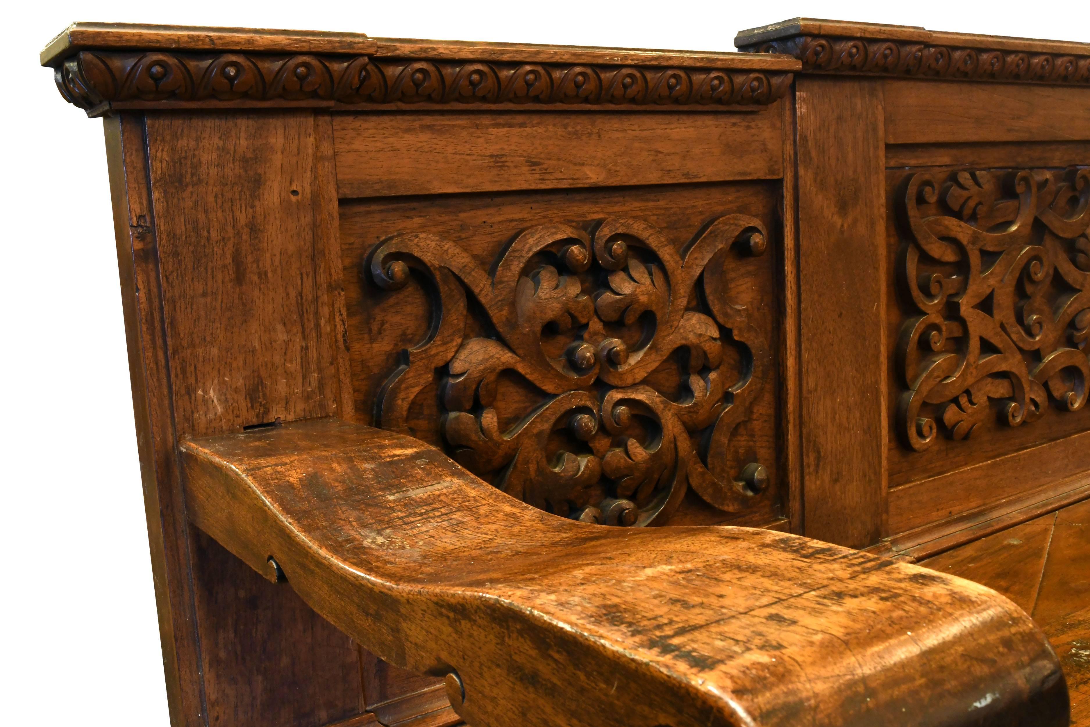 Baroque Revival European Carved Wood Bench, circa 1868