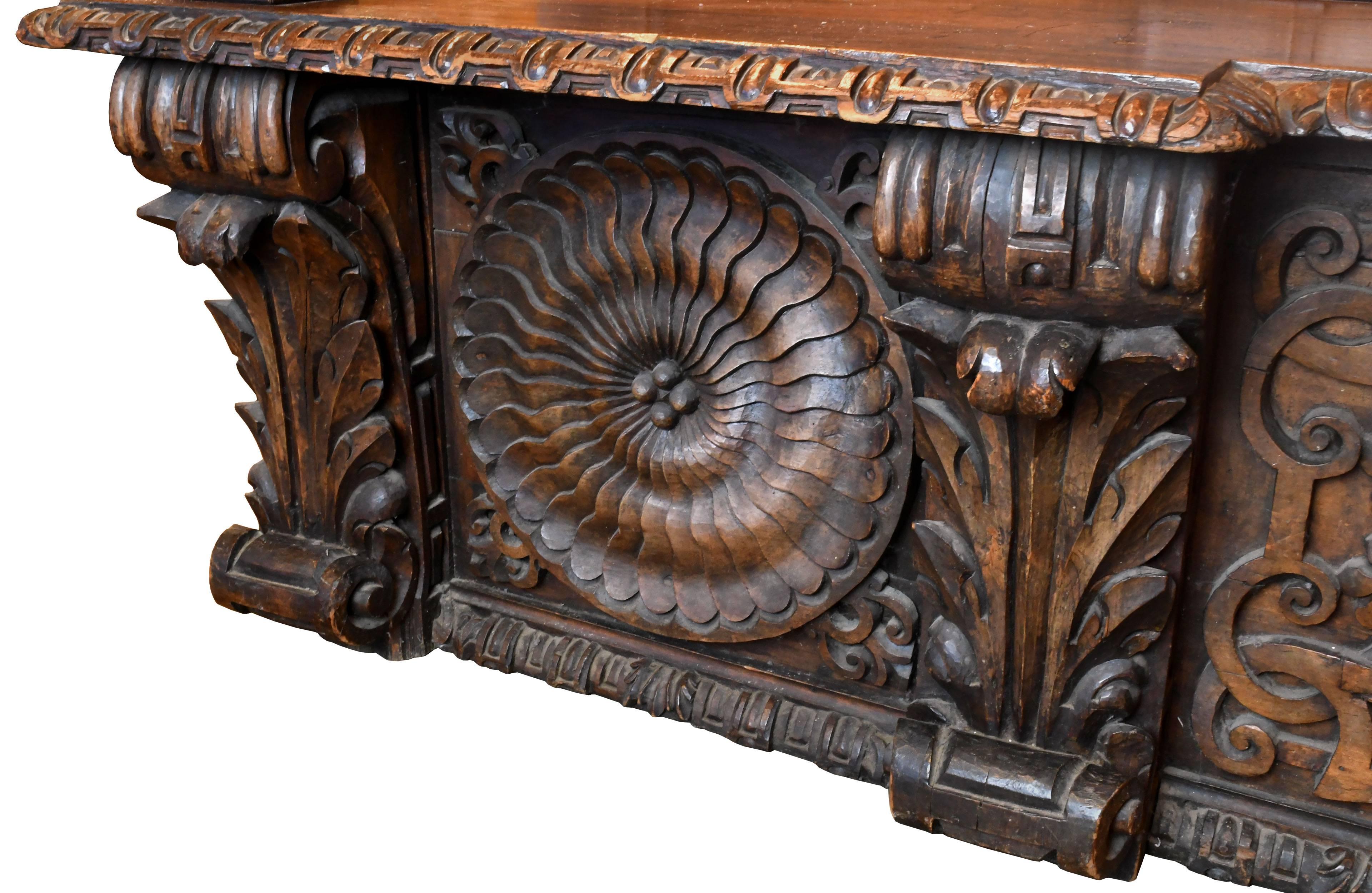 European Carved Wood Bench, circa 1868 2