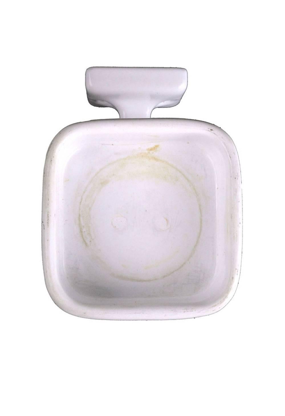 American White Enamel Cup Holder or Soap Dish, circa 1930