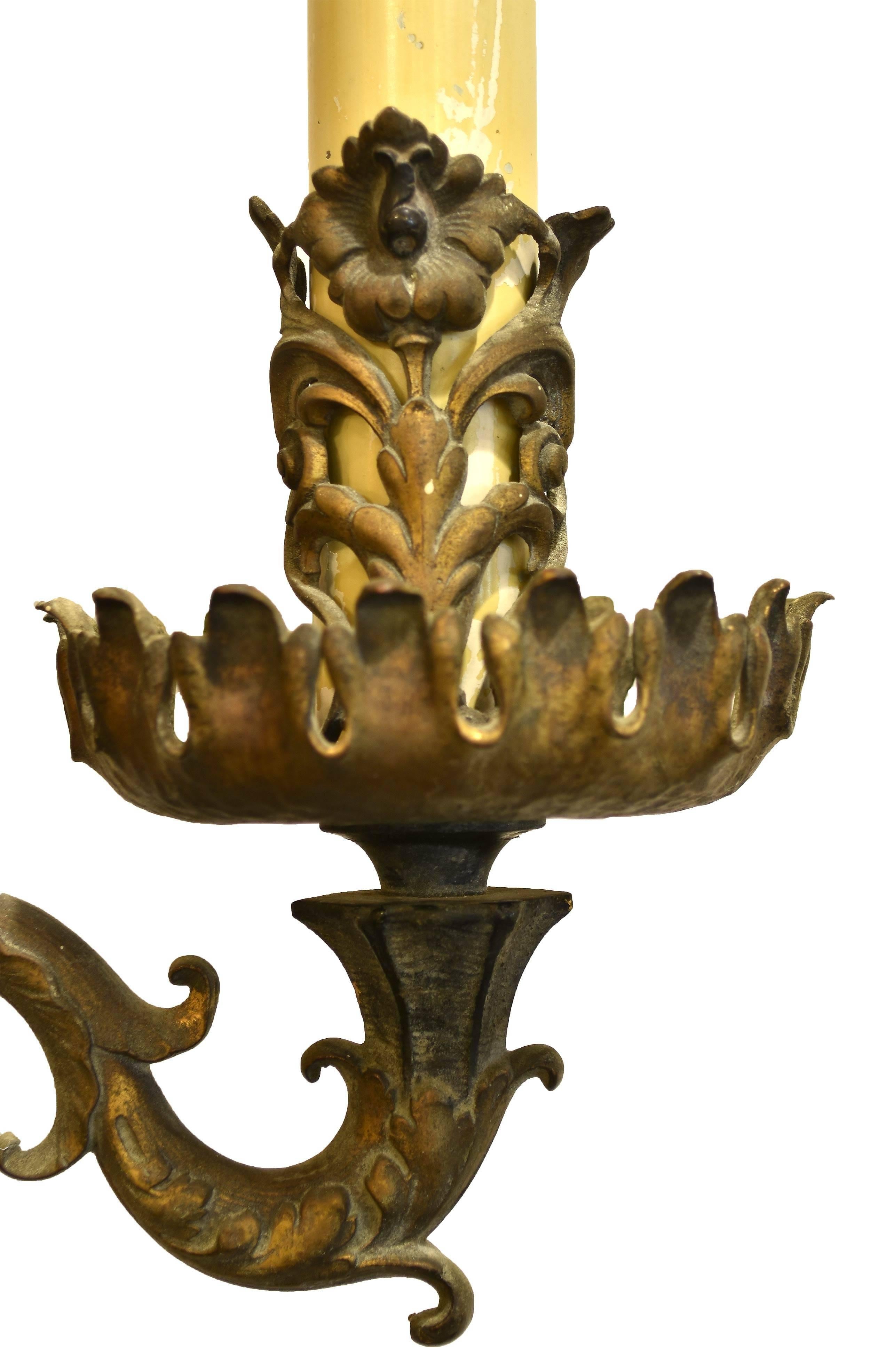 Empire Brass and Bronze Oversized Three Candle Wall Sconce