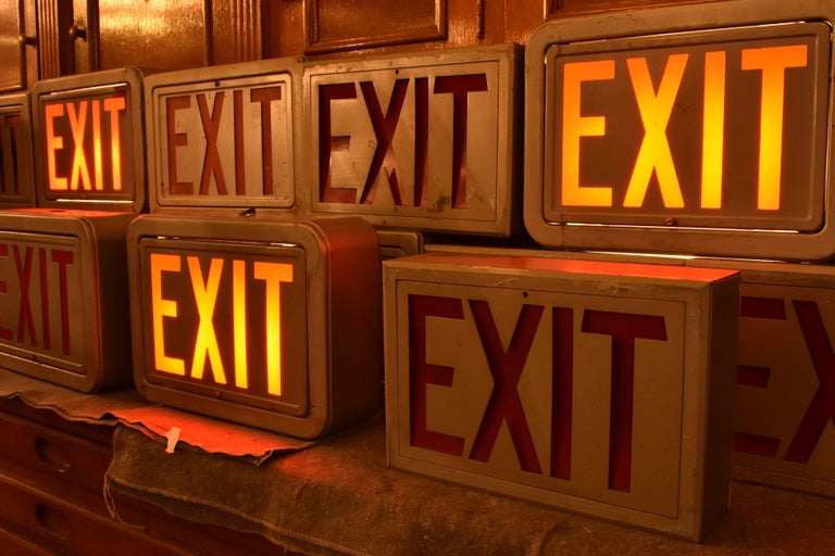 Steel Exit Sign, Quantity Available For Sale at 1stDibs