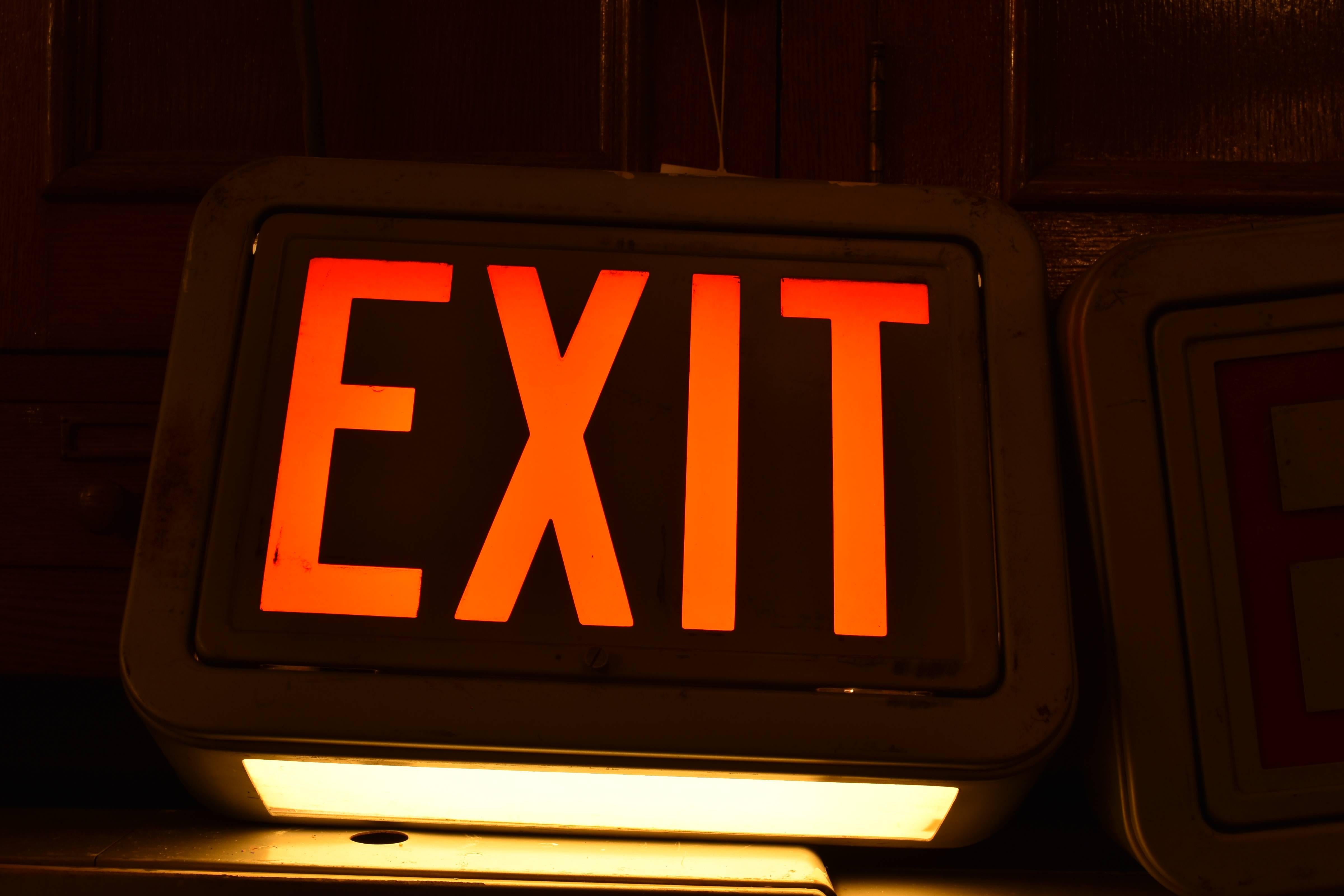 Steel Exit Sign, Quantity Available In Fair Condition For Sale In Minneapolis, MN